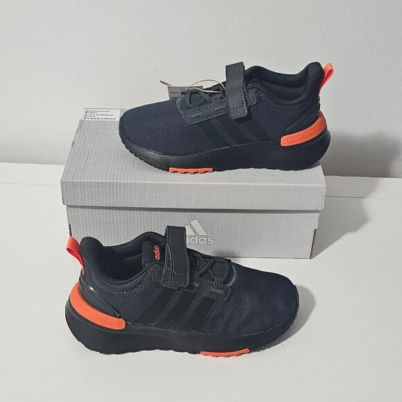 ADIDAS RACER TR21 C RUNNING SHOES IN BLACK AND ORANGE Kid's Size 13.5K GZ7230 - Picture 1 of 7